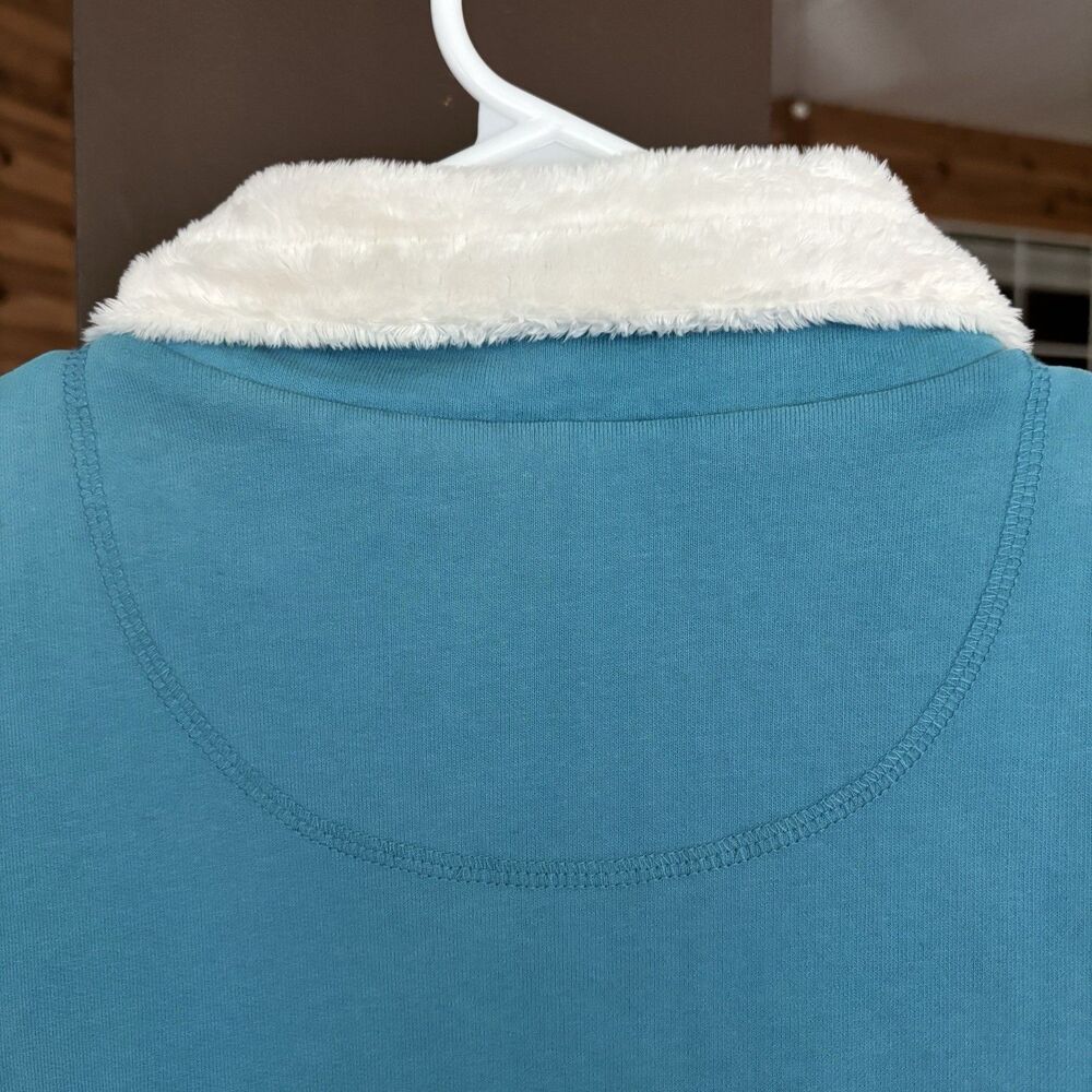 L.L.Bean Vest Women M Sherpa Lined Turquoise Blue Soft Fleece Outdoors Spring - Picture 7 of 8
